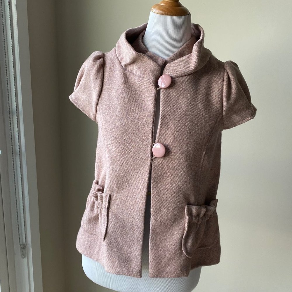 Greyish-Pink Vintage Short-Sleeve Thick Material J